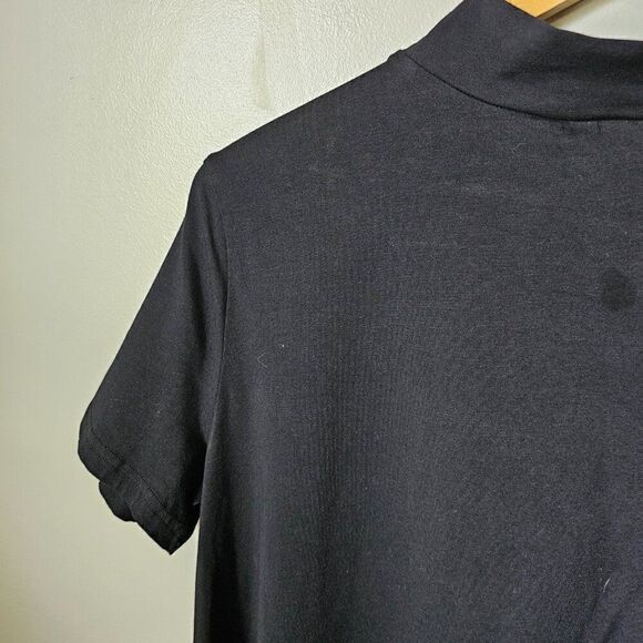 EUC BLACK MINIMALIST MOCK NECK A LINE COTTON BLEND SHIRT DRESS SIZE L - Picture 6 of 13